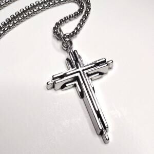 Cross Necklace Modern Layered Unique Crucifix Jesus Bible Christmas Gift - NEW!